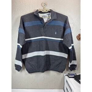 Cherokee Striped Long Sleeve Blue Vintage 90's Rugby Polo Shirt Mens Size XL NWT